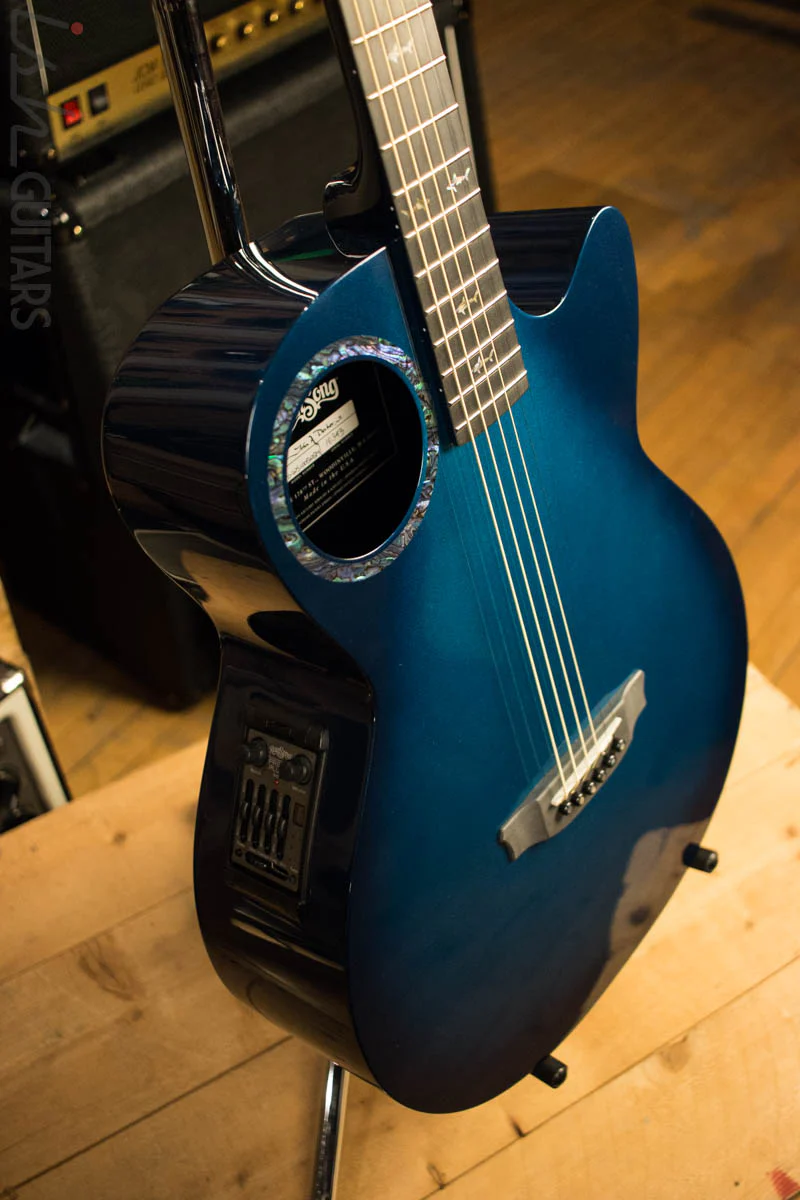 RainSong Co-WS1005NSM Concert Series Acoustic Electric Guitar Marine Blue - Image 6