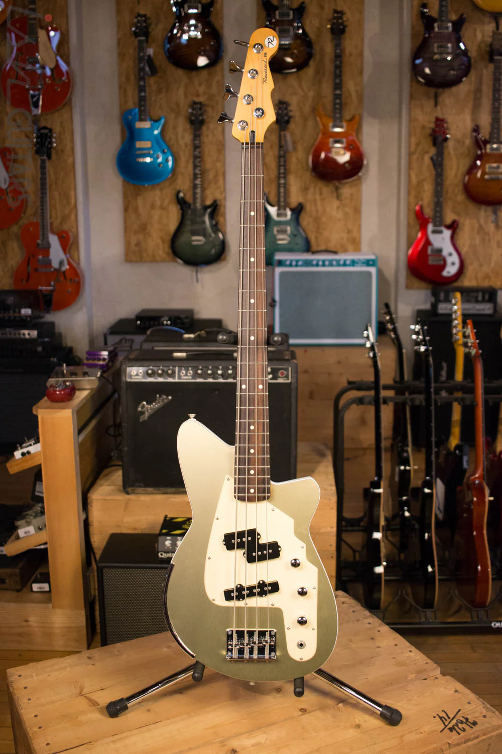 USA Reverend RumbleFish Bass PJ RPJ 4 String Brushed Aluminum Gold RARE - Image 2