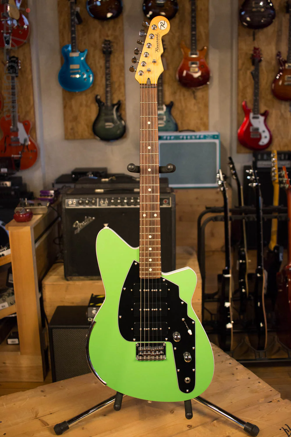 2000's USA Reverend Guitar Slingshot Custom Lime Green RARE - Image 2