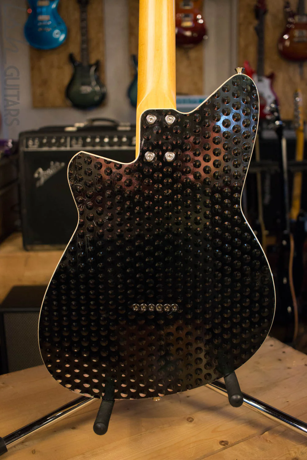 USA Reverend Slingshot Guitar Bug Eye Black Metal RARE - Image 7