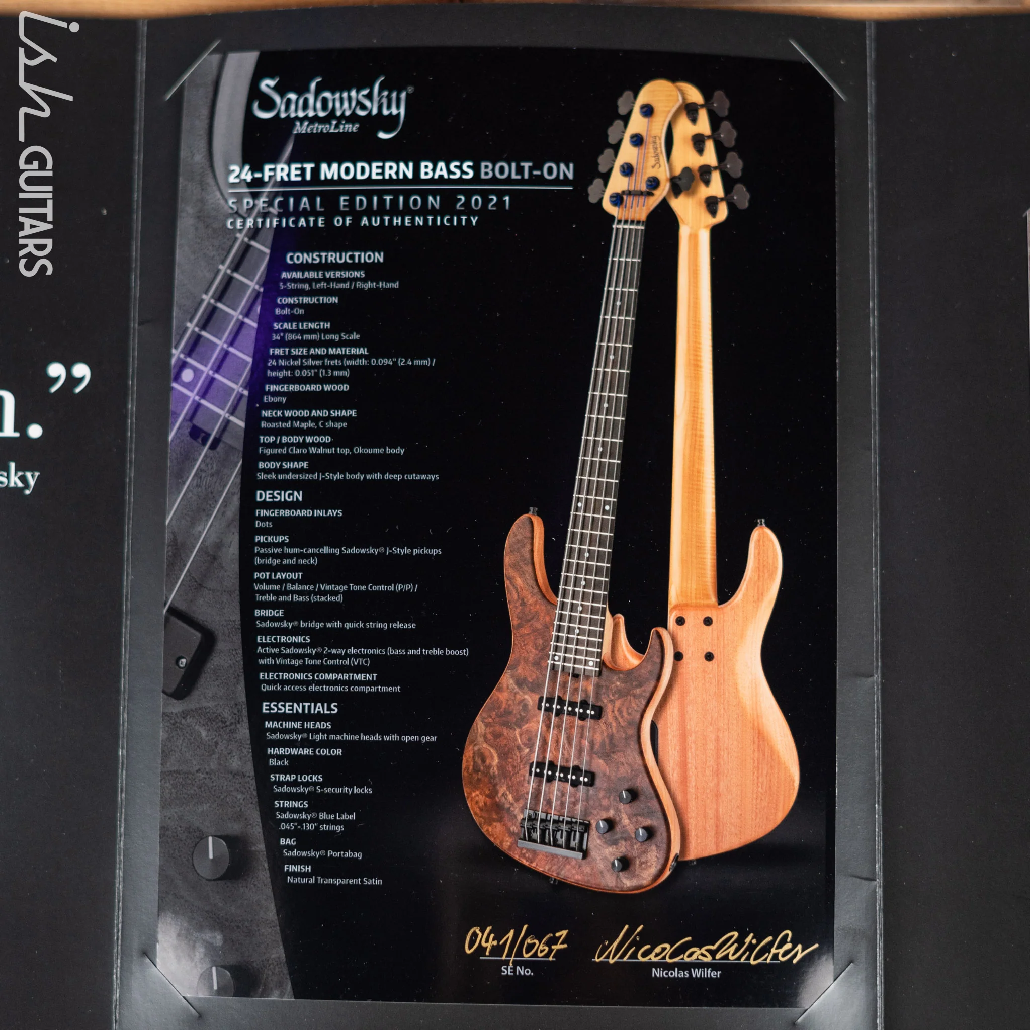 Sadowsky Metroline Special Edition 24 Fret 5-String Modern Bass Claro Walnut - Image 13