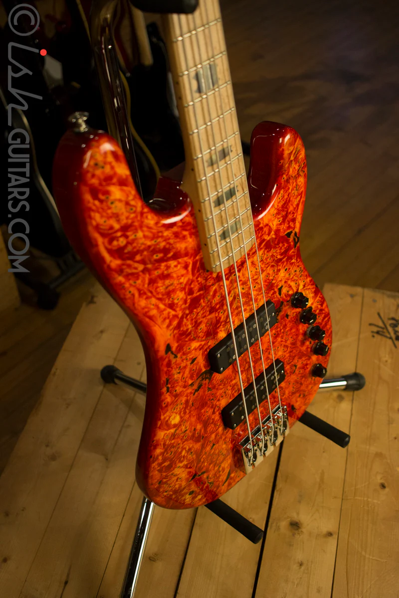 USA Spector Coda Deluxe P Precision Bass Inferno Red Buckeye Burl - Image 7