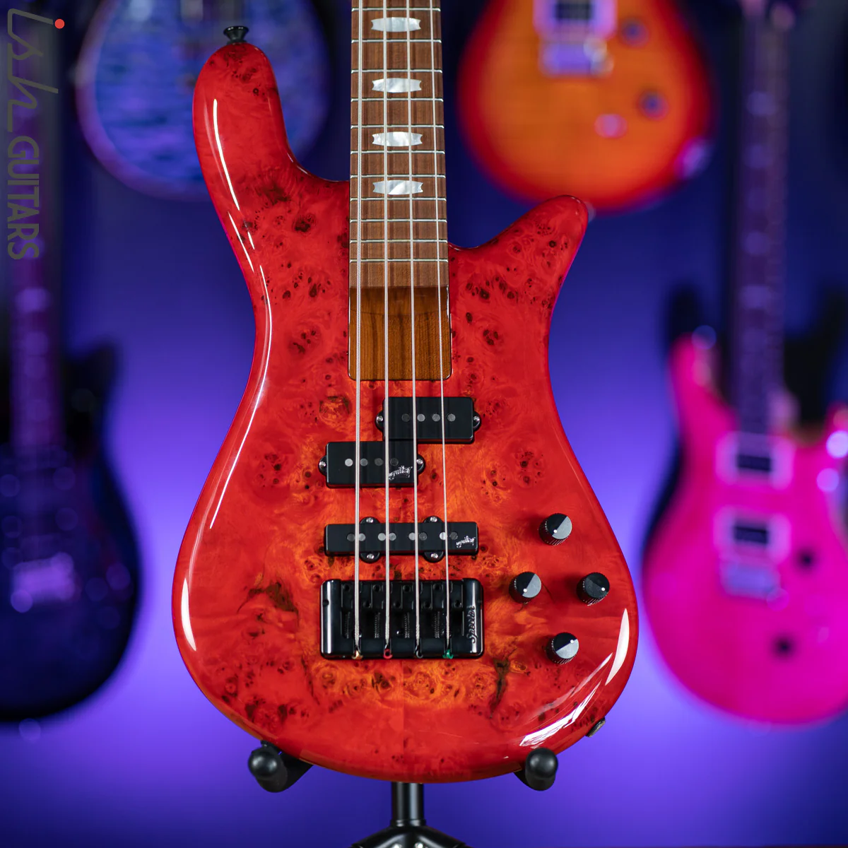 Spector Eurobolt 4 Inferno Red Gloss Poplar Burl Bass Guitar B-STOCK