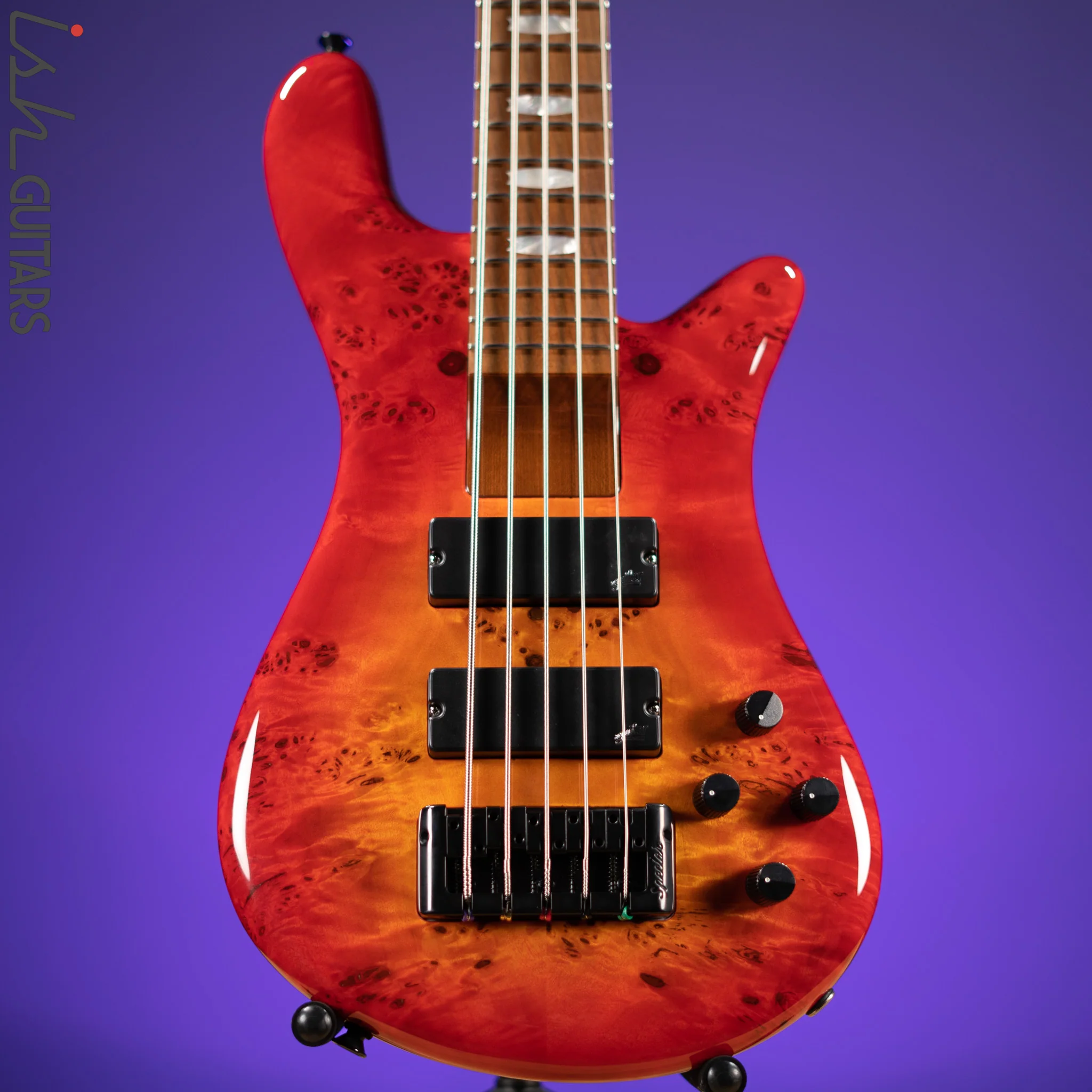 Spector Eurobolt 5 Inferno Red Gloss Poplar Burl Bass Guitar