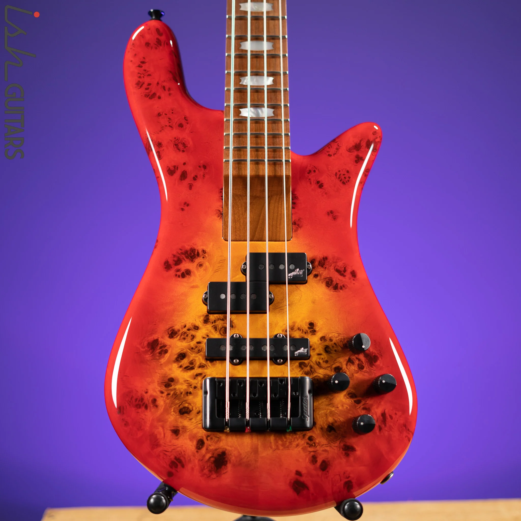 Spector Eurobolt 4 Inferno Red Gloss Poplar Burl Bass Guitar
