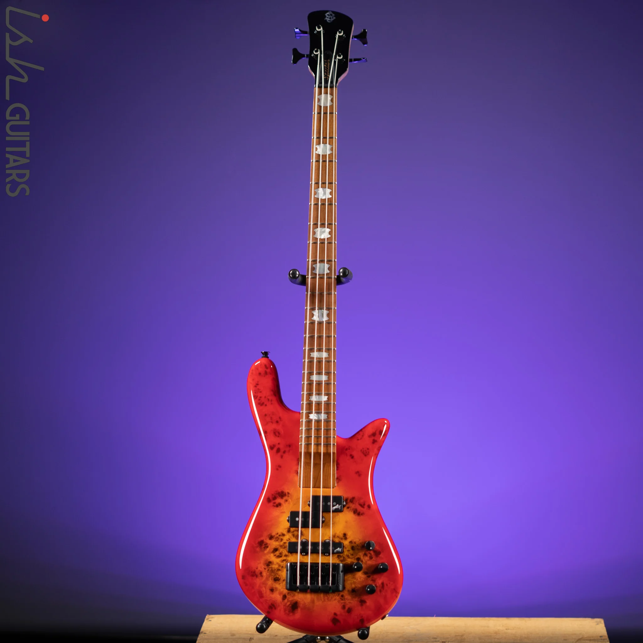 Spector Eurobolt 4 Inferno Red Gloss Poplar Burl Bass Guitar - Image 2