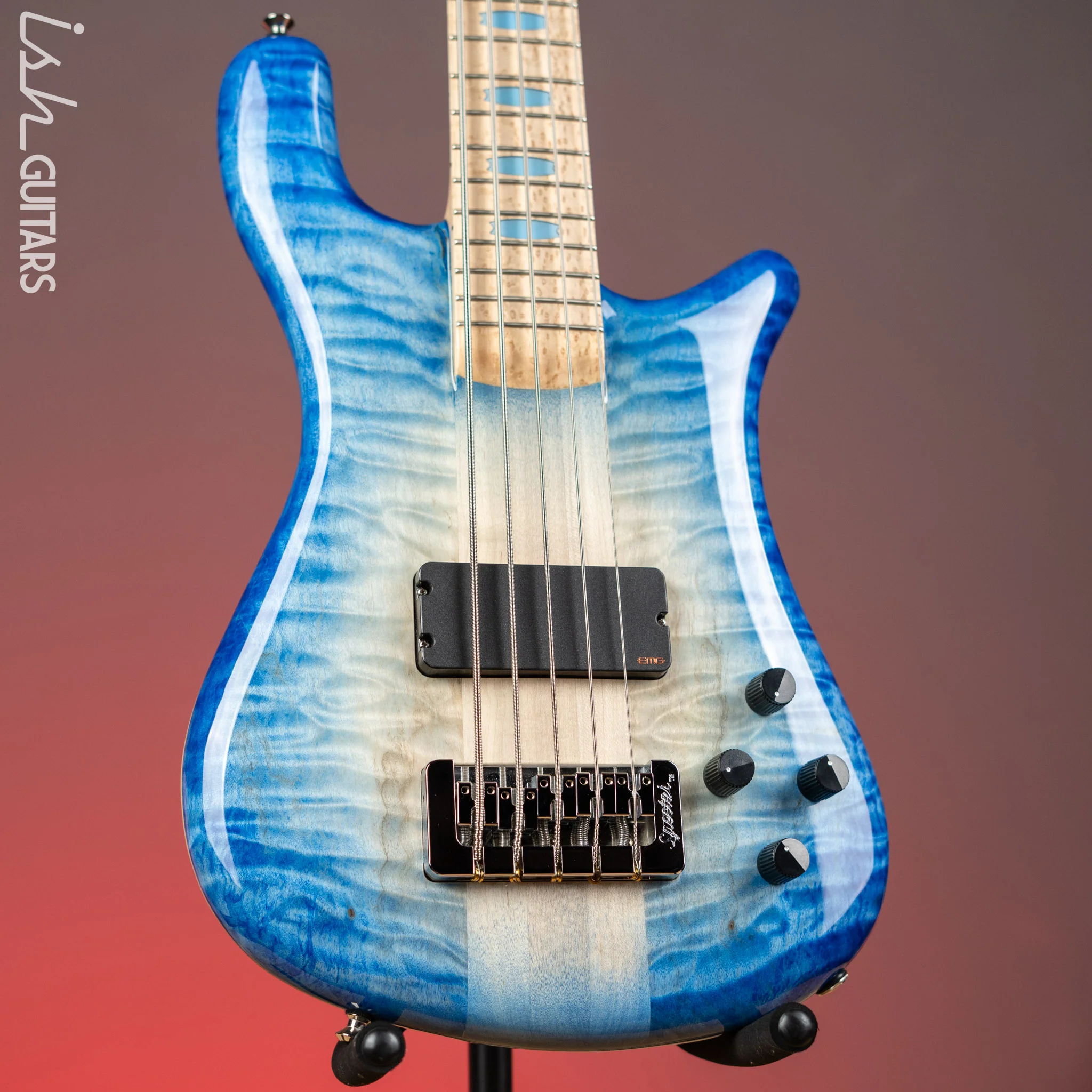 Spector NS-5 Ultra Blue Glow w/ Grain Fill Back Birdseye Maple Demo
