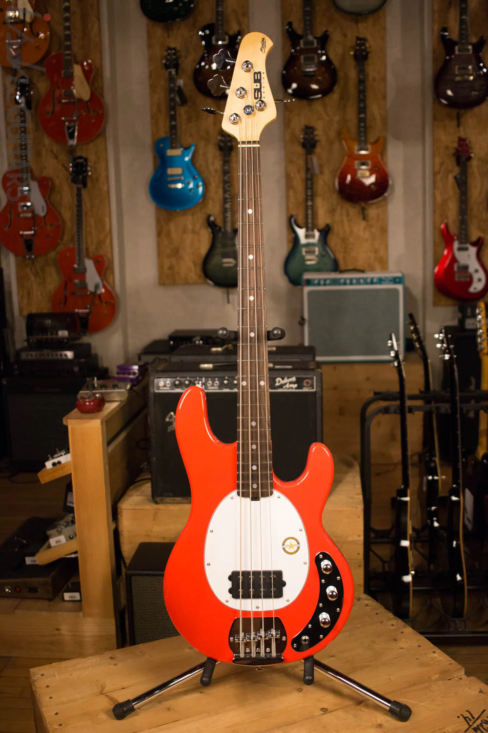 Sterling by Music Man S.U.B. Ray4 Electric Bass Guitar Fiesta Red - Image 2