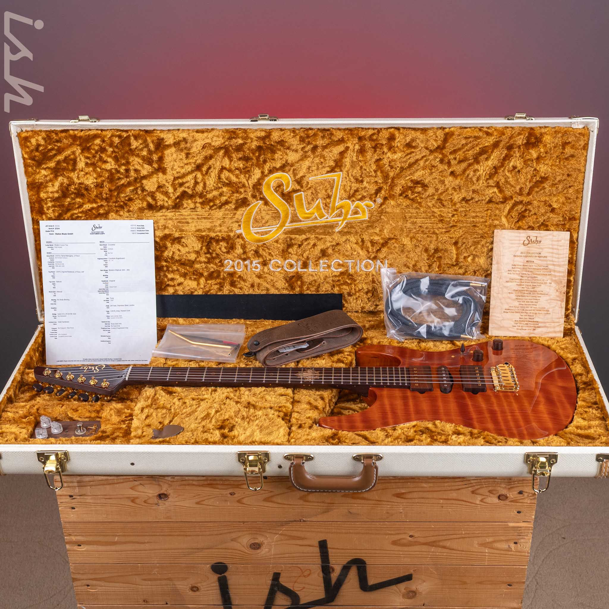 2015 Suhr Modern Carve Natural Top Figured Redwood Collection #27214 - Image 14