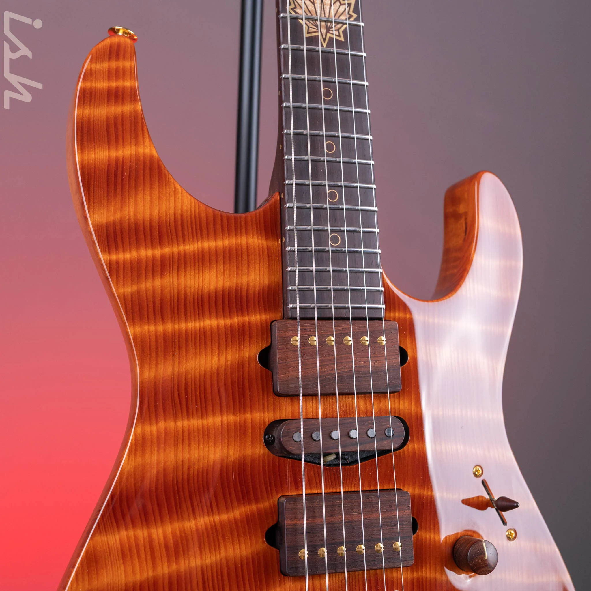 2015 Suhr Modern Carve Natural Top Figured Redwood Collection #27214 - Image 3