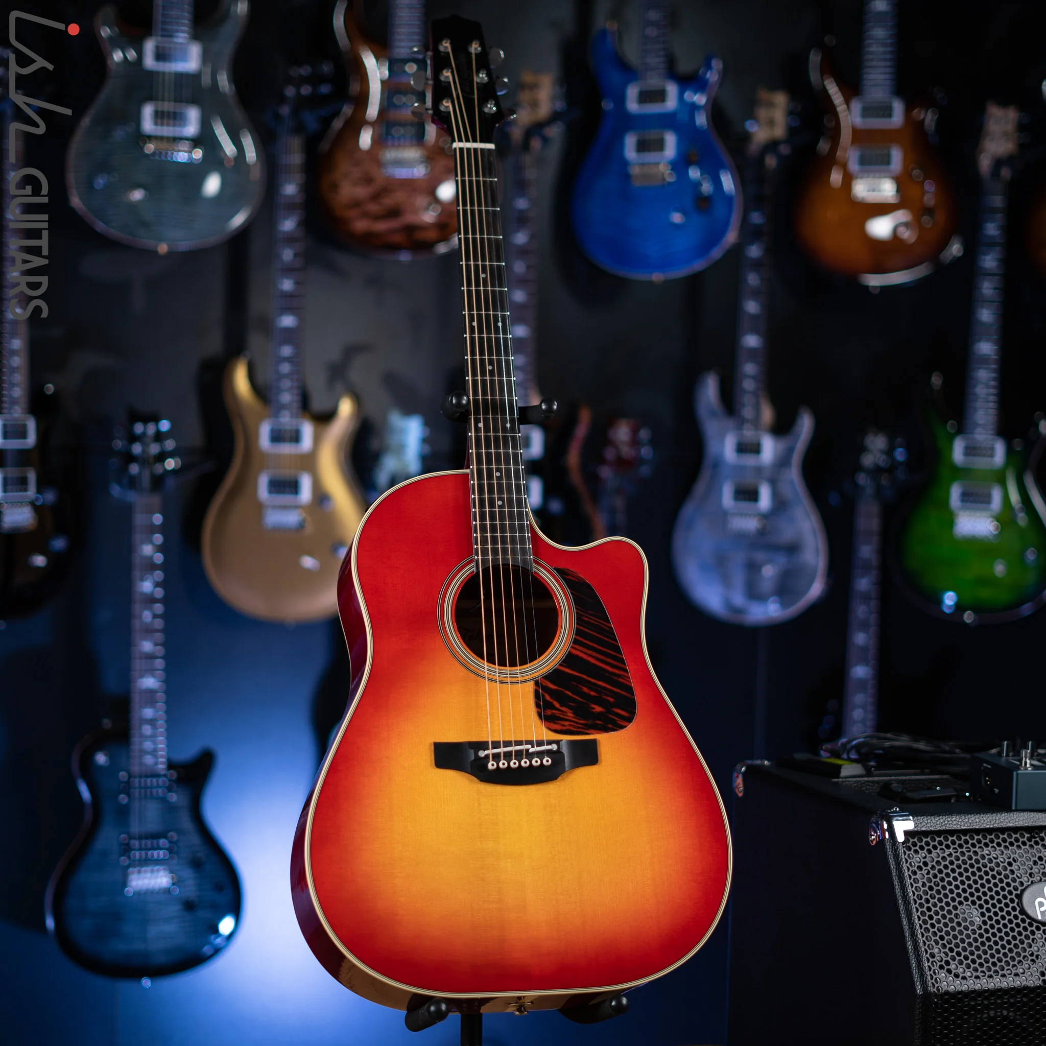 Takamine CP6SSDC Singlecut Dreadnought Gloss Cherry Sunburst Demo - Image 2
