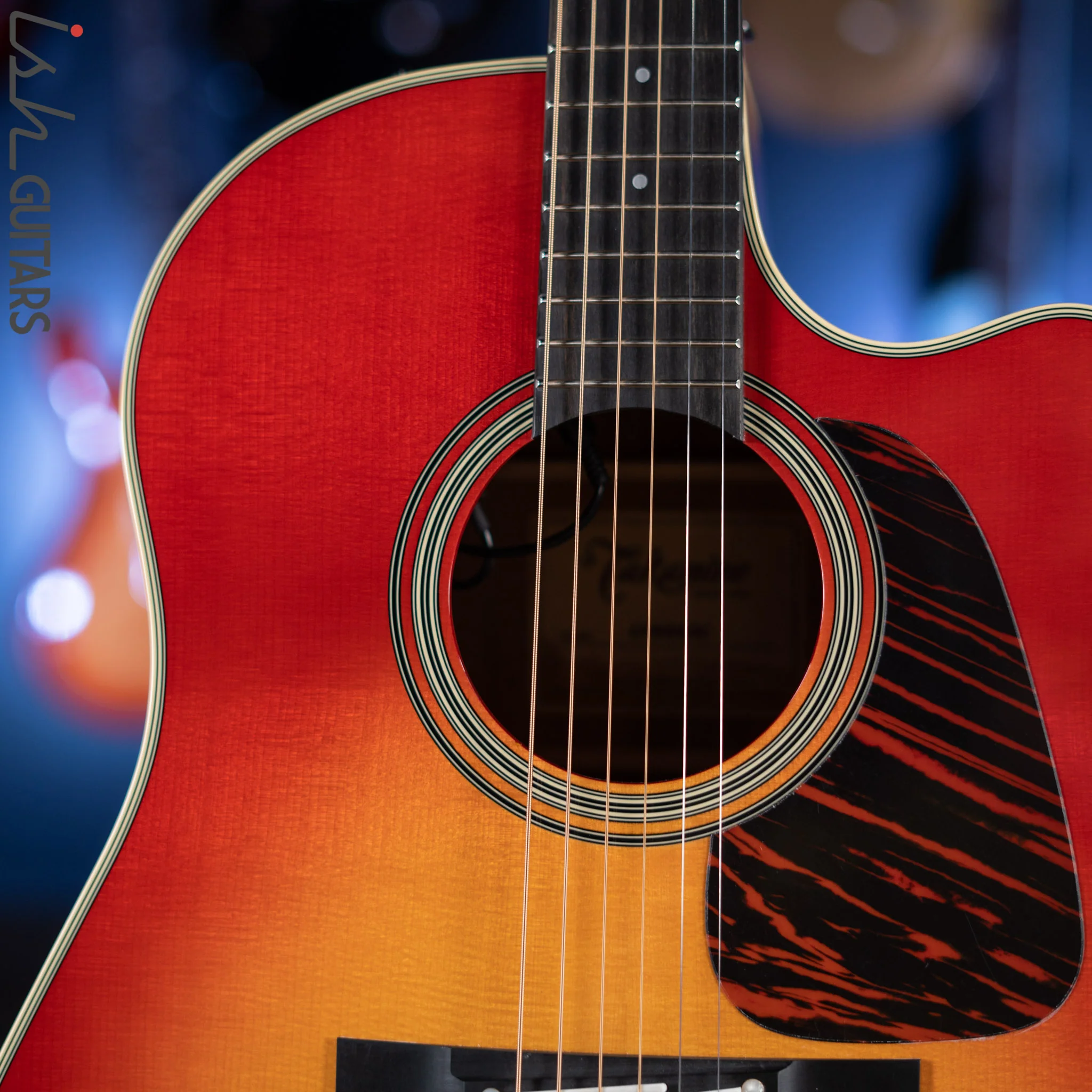 Takamine CP6SSDC Singlecut Dreadnought Gloss Cherry Sunburst Demo - Image 3