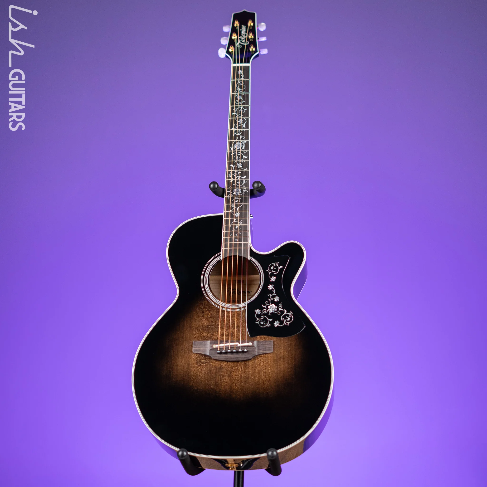 Takamine EF450C Acoustic-Electric Guitar Transparent Black Burst - Image 2