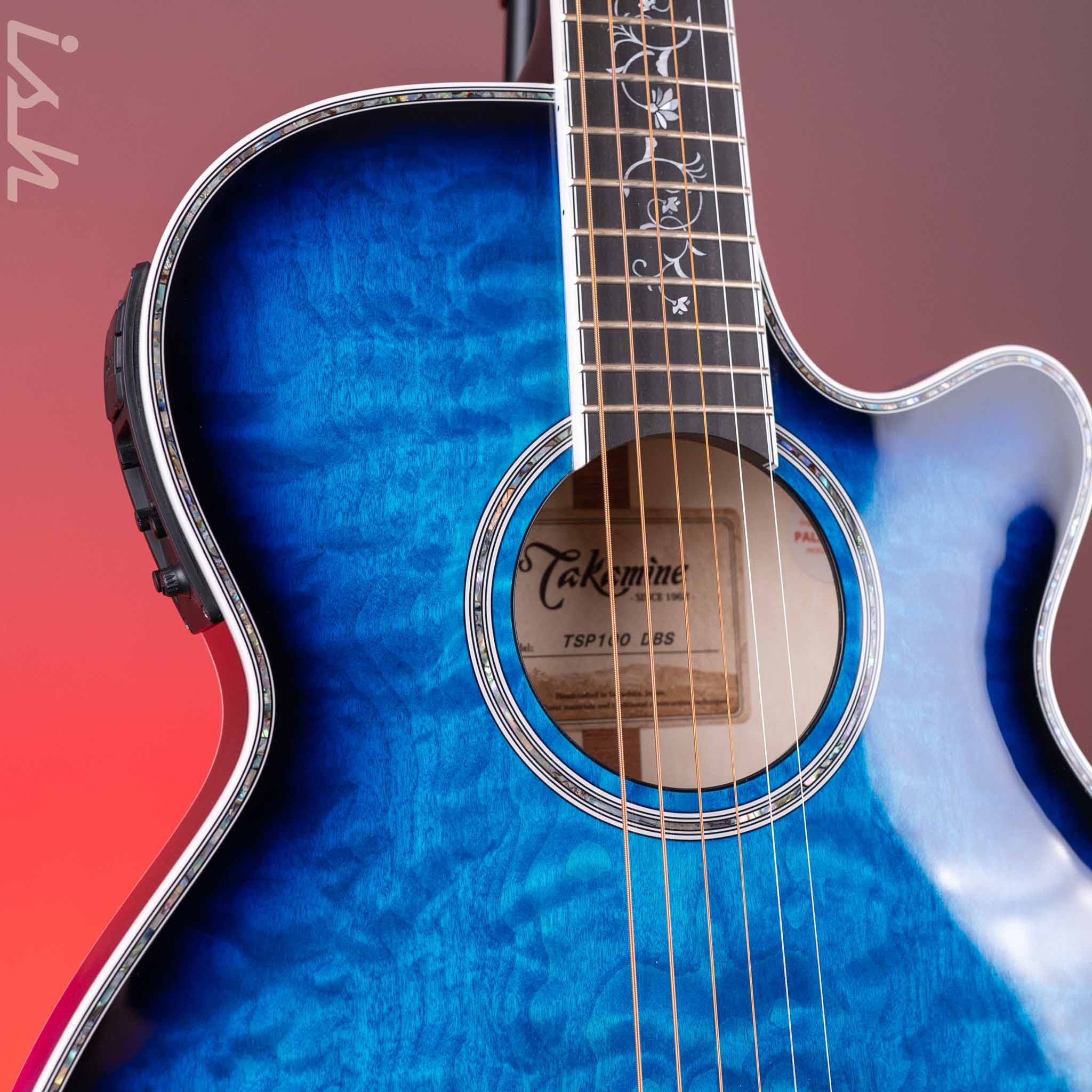 Takamine TSP100 Acoustic-Electric Guitar Dark Blue Sunburst - Image 3