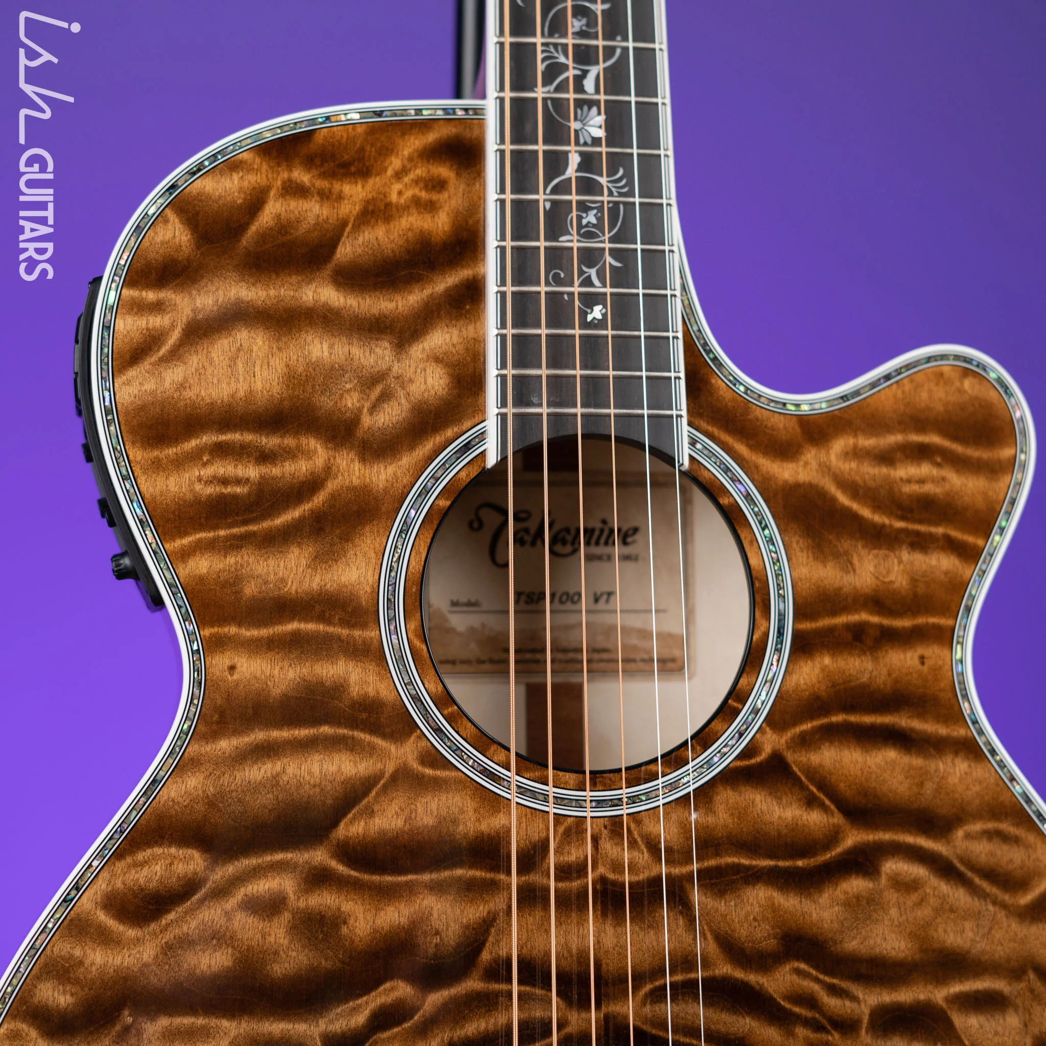Takamine TSP100 Acoustic-Electric Guitar Gloss Vintage Tobacco - Image 3