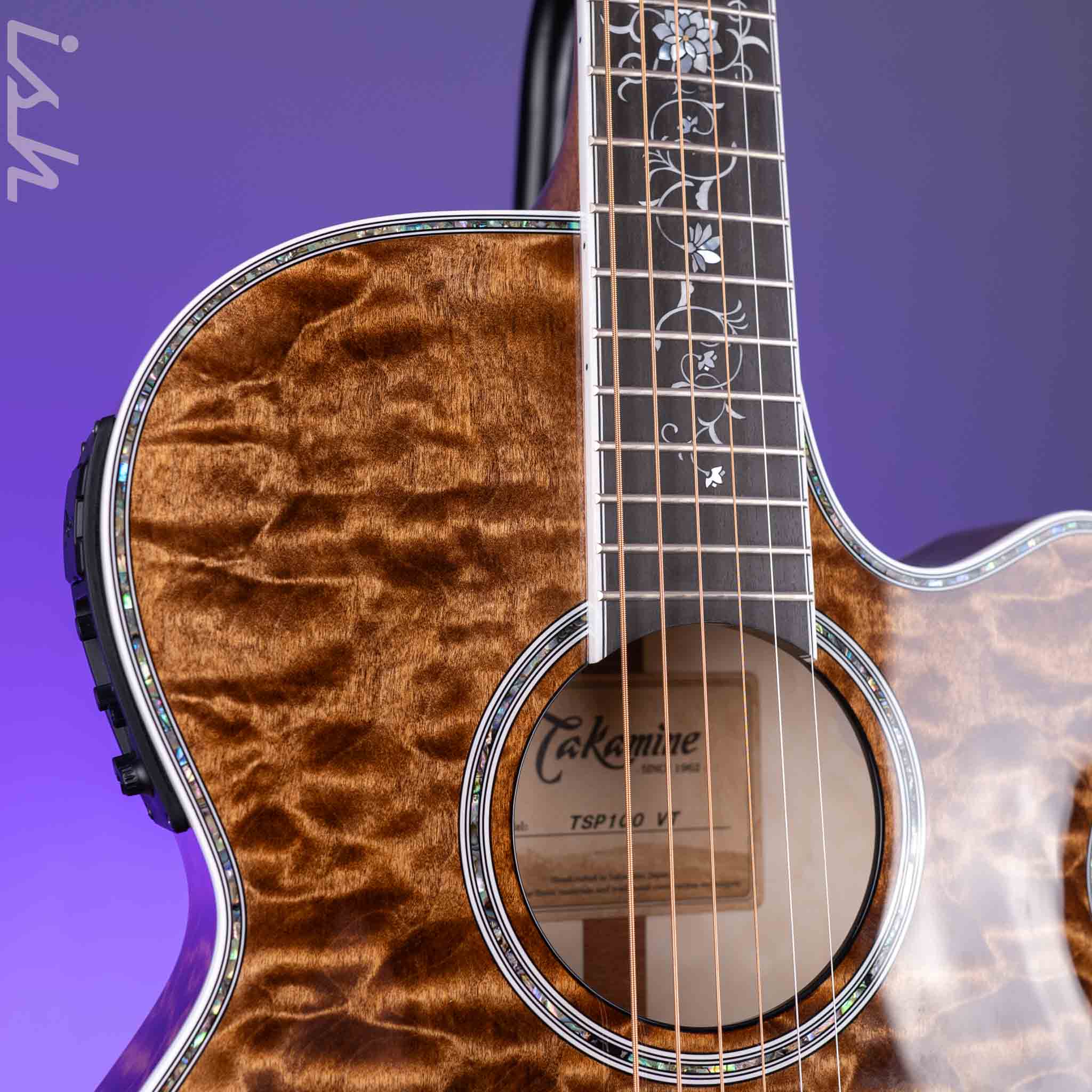 Takamine TSP100 Acoustic-Electric Guitar Gloss Vintage Tobacco Demo - Image 3