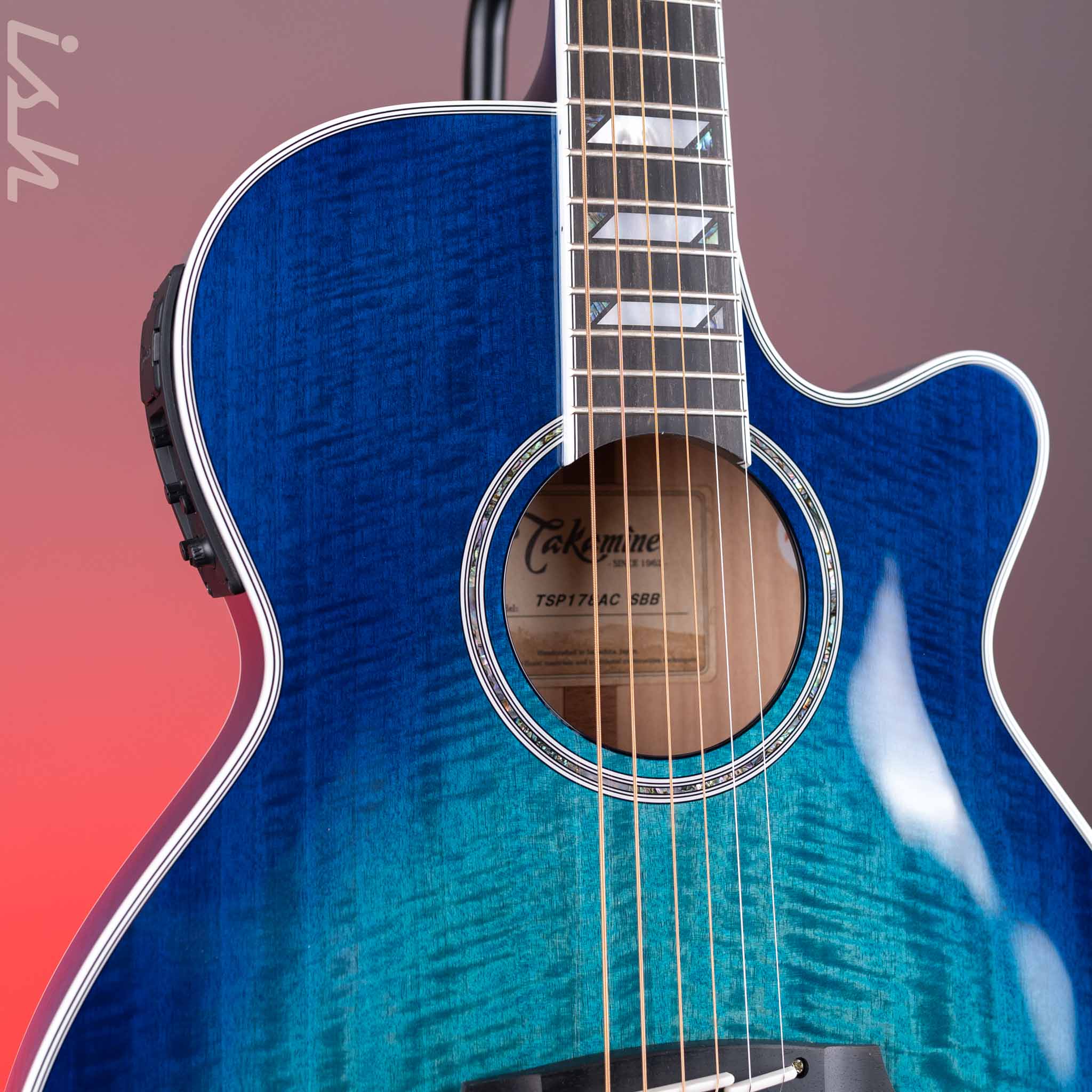 Takamine TSP178AC SBB Thinline Acoustic-Electric Guitar Gloss Blue Burst Demo - Image 3