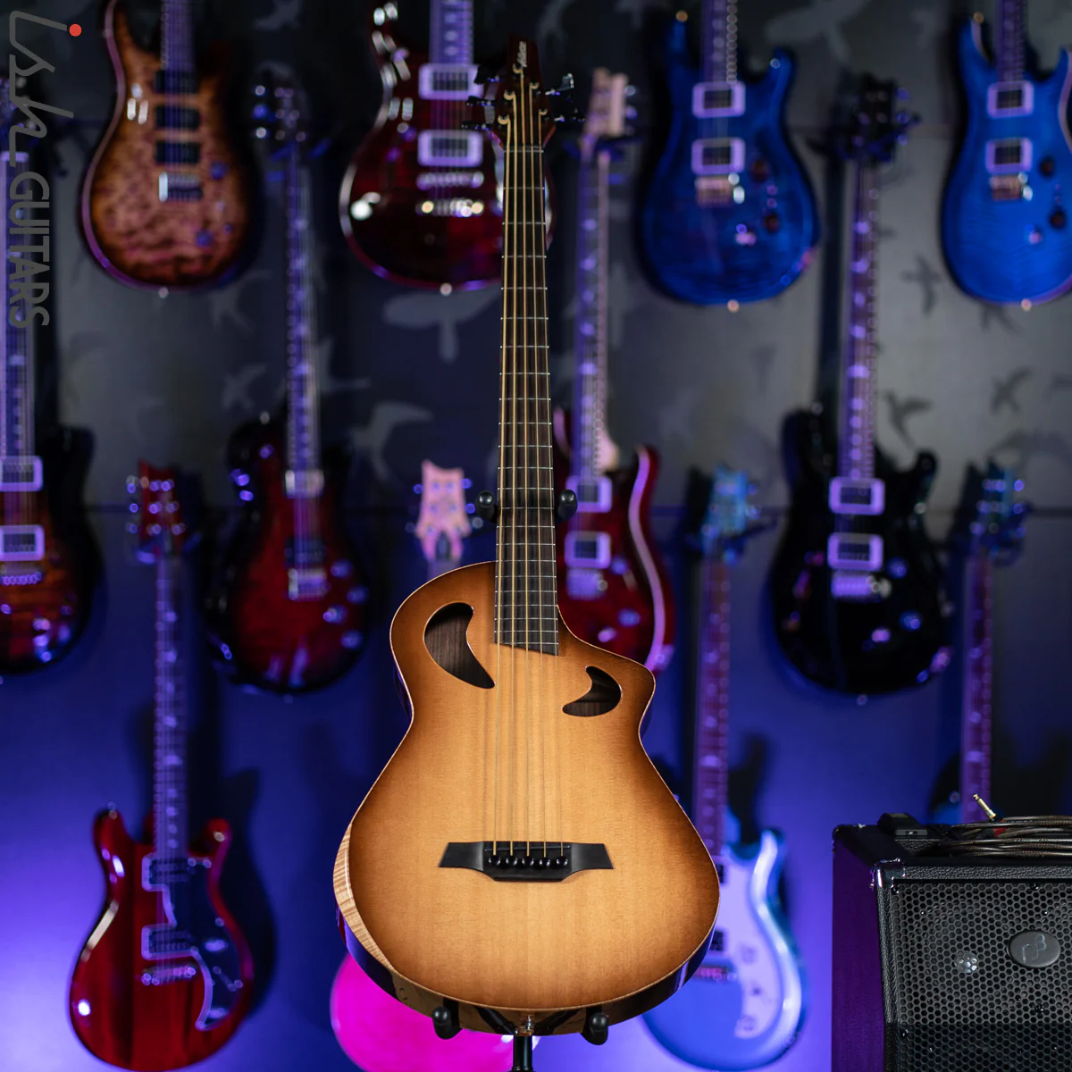Veillette Acoustic 5 String Bass Guitar Brazilian Rosewood Tobacco Sunburst - Image 2