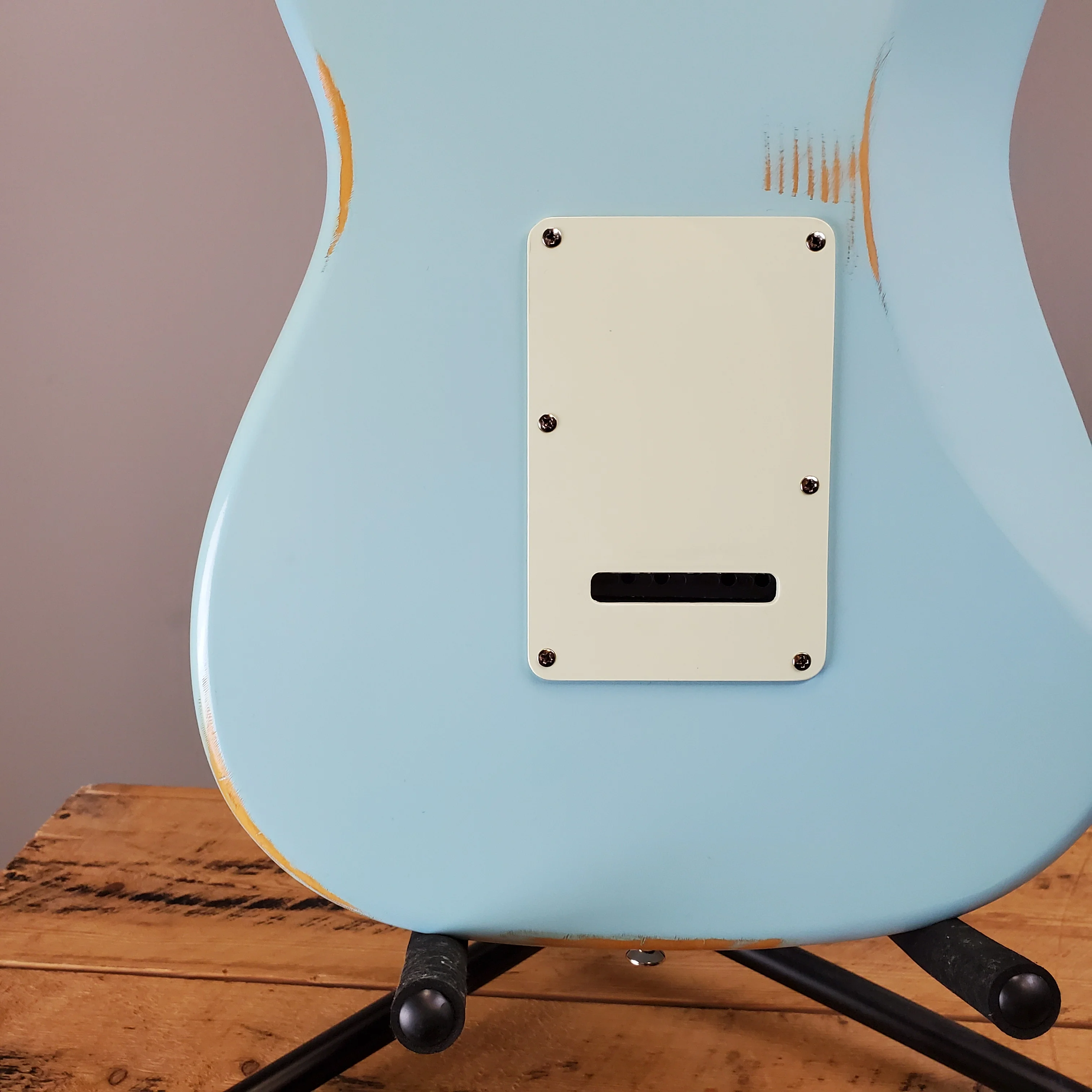 Vintage Icon Series V6 Strat Style Reliced Sonic Blue - Image 9