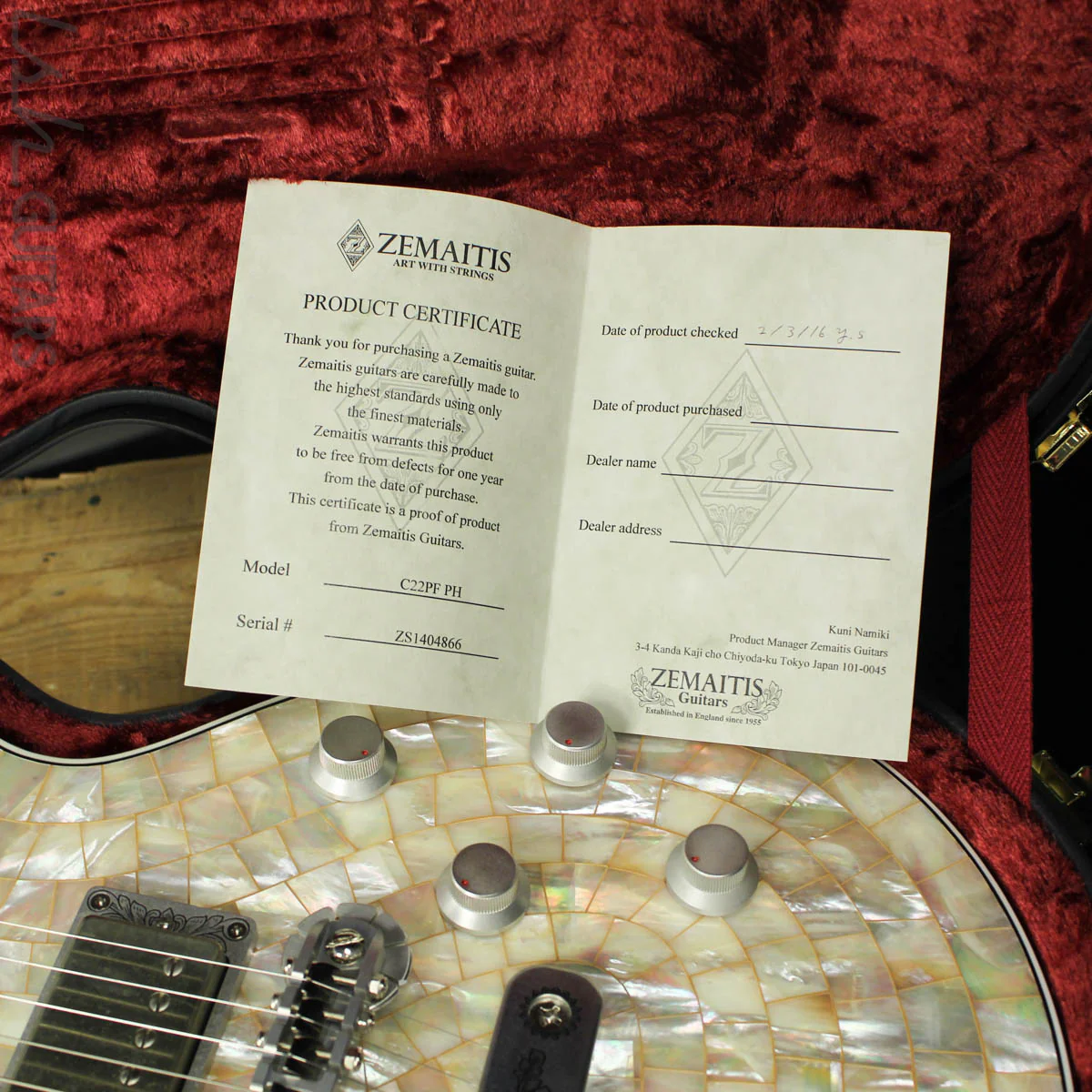 2016 Zemaitis C22PF PH Natural Mother of Pearl Limited Production w/ OHSC - Image 16